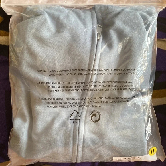 NAKED WARDROBE UNISEX BABY BLUE ZIP UP HOODED JACKET M - Picture 7 of 10